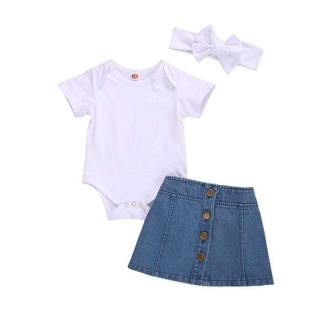 3 Piece Baby Denim Skirt Set - Image 3