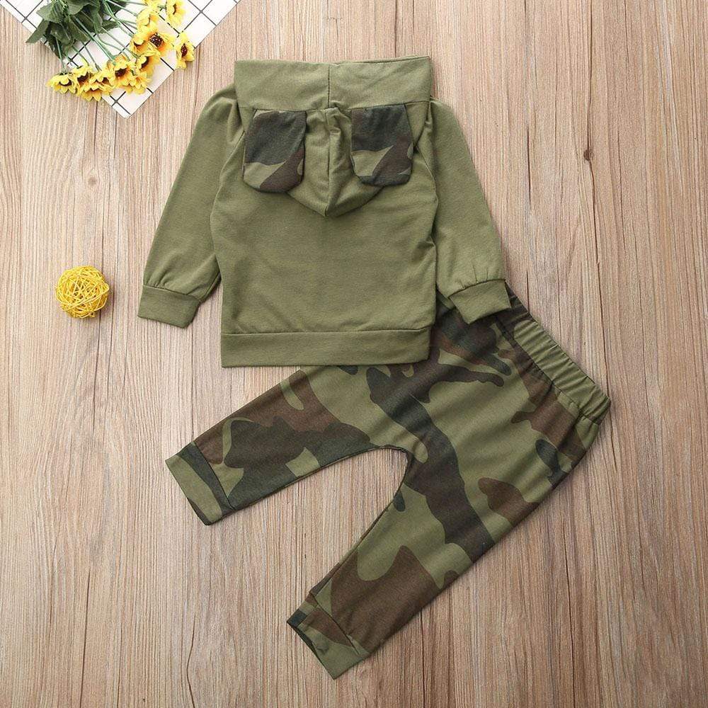 Baby Army Green Hoodies Outfit - Image 3