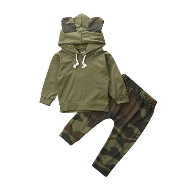 Baby Army Green Hoodies Outfit - Image 4