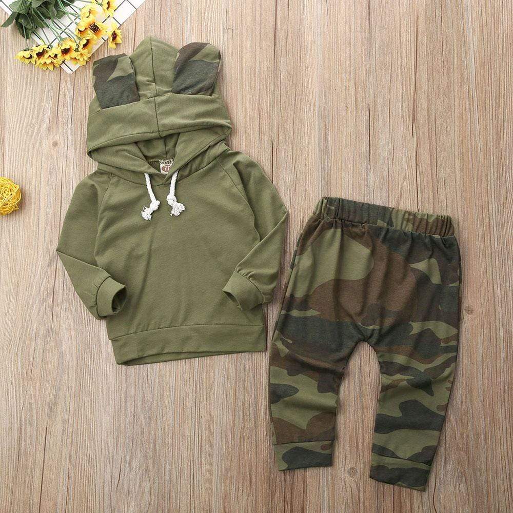 Baby Army Green Hoodies Outfit - Image 5