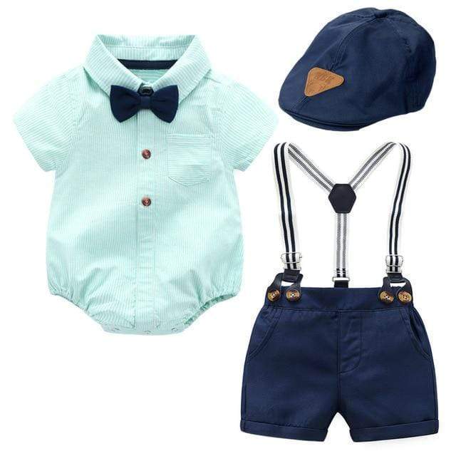 Baby Boy Suspender Outfit with Hat - Image 3