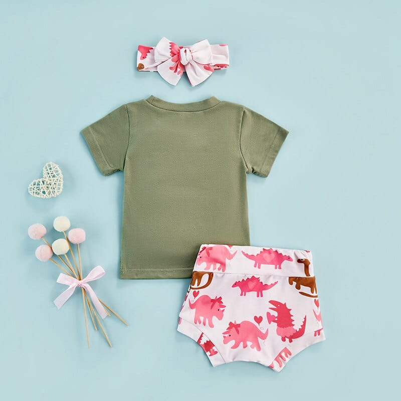 Baby Girl Dinosaur Tee and Shorts Set - Image 4