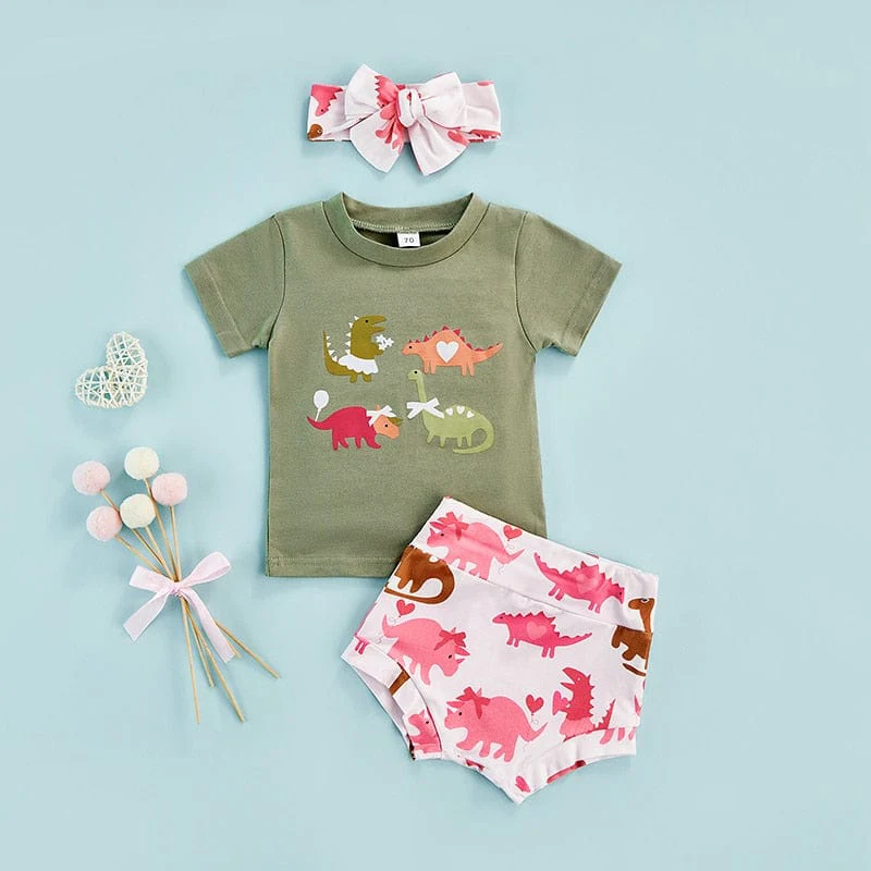 Baby Girl Dinosaur Tee and Shorts Set - Image 7