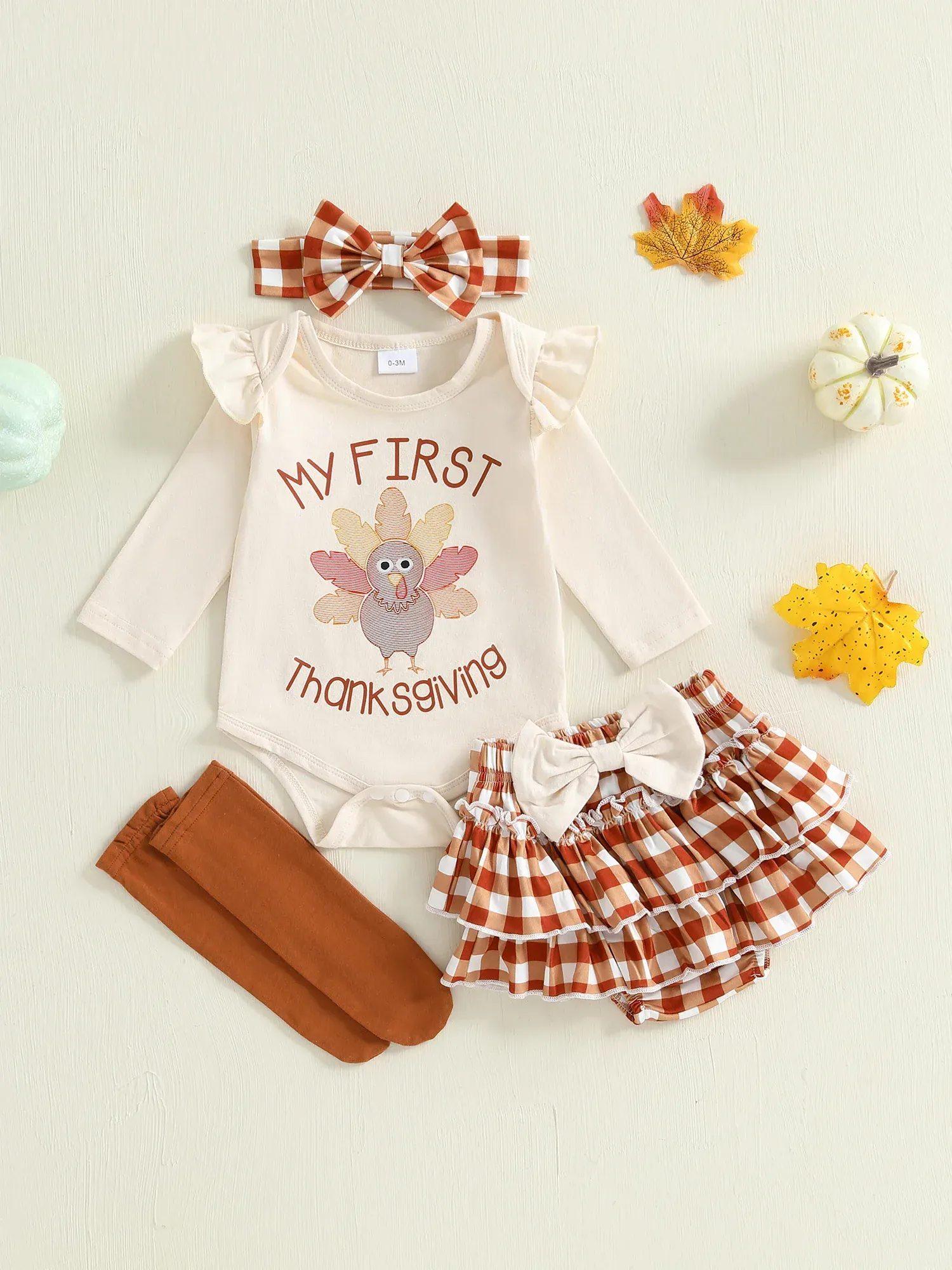 Baby Girl's My First Thanksgiving 4-Piece Outfit Set - Image 3