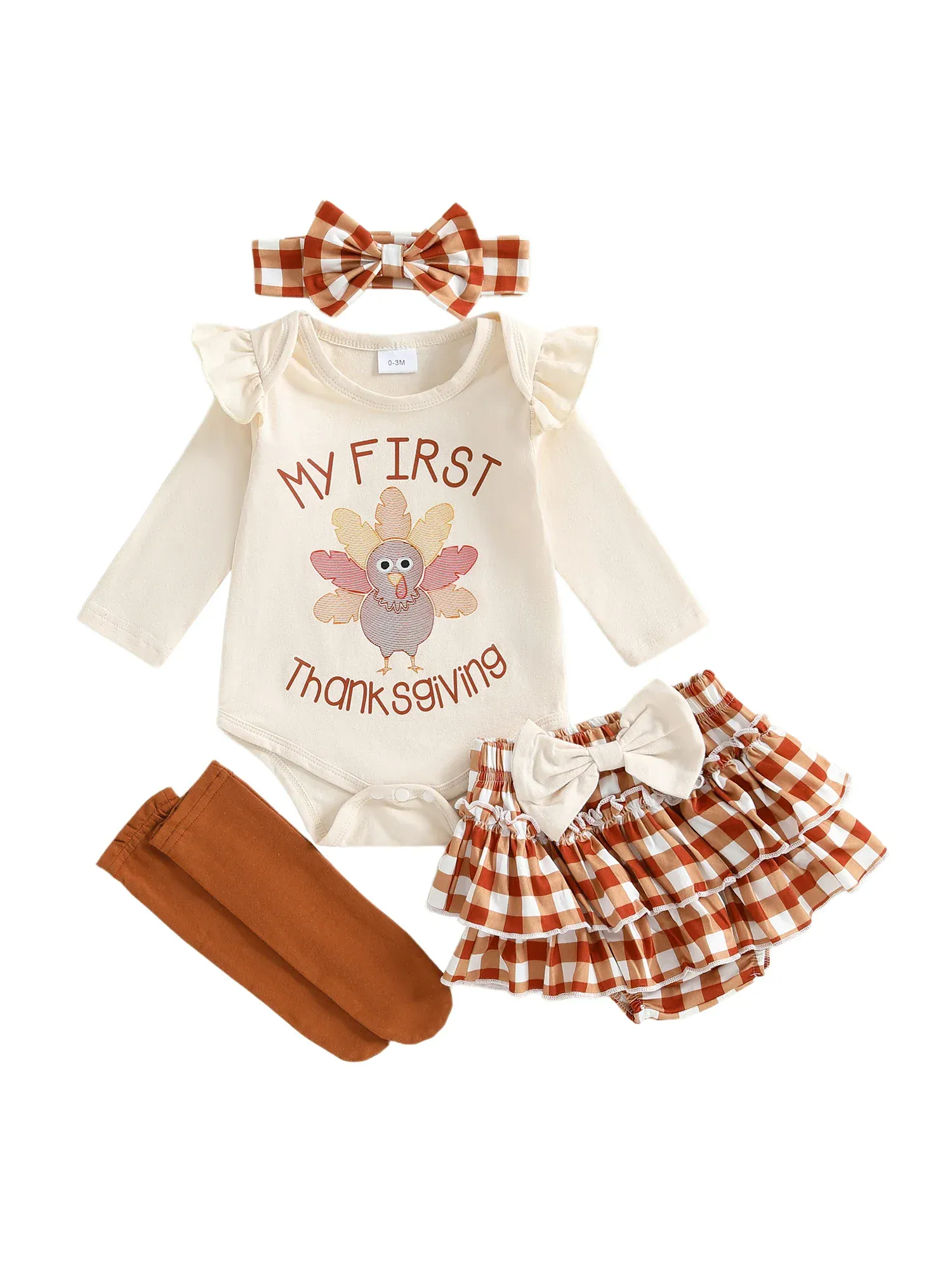 Baby Girl's My First Thanksgiving 4-Piece Outfit Set - Image 4