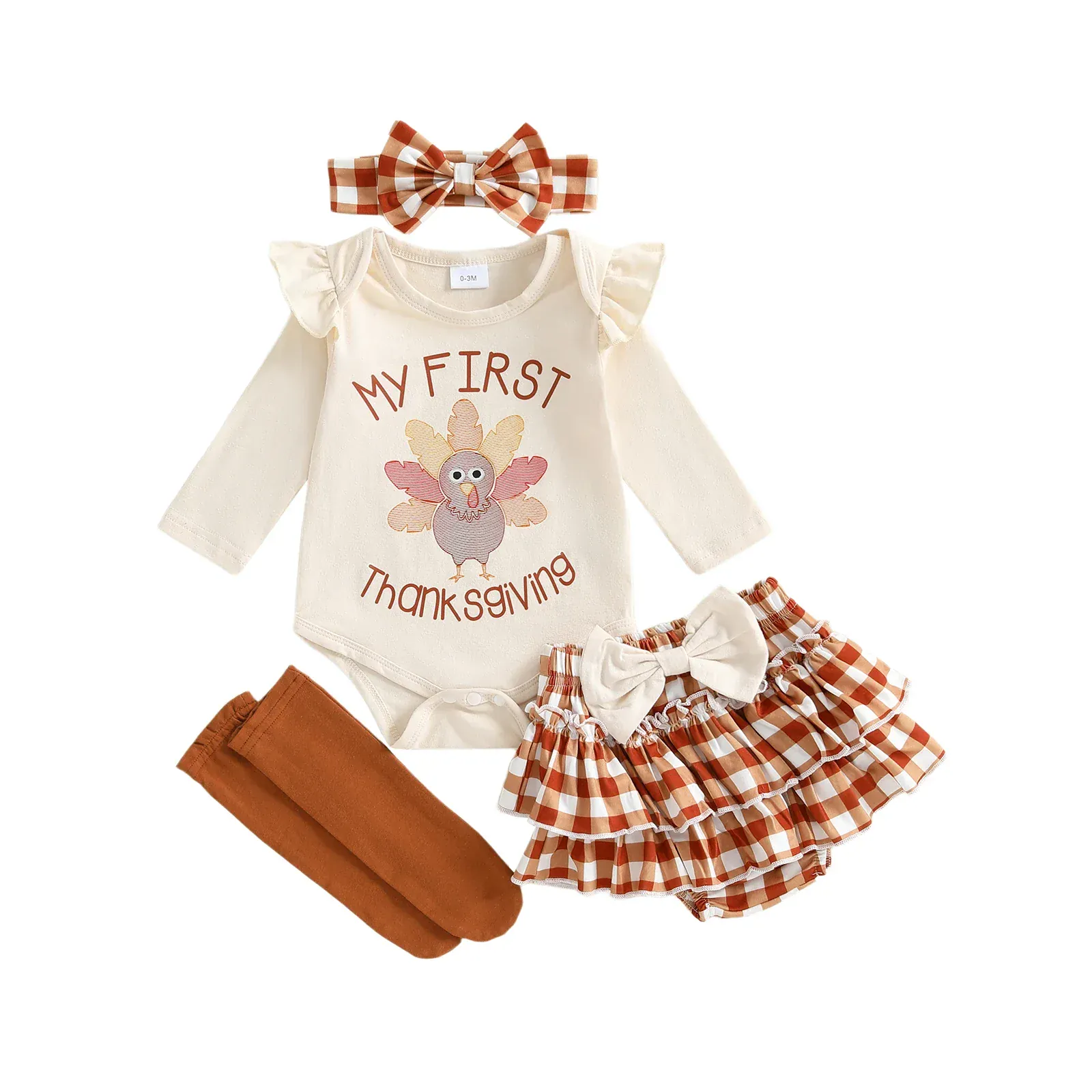 Baby Girl's My First Thanksgiving 4-Piece Outfit Set - Image 5