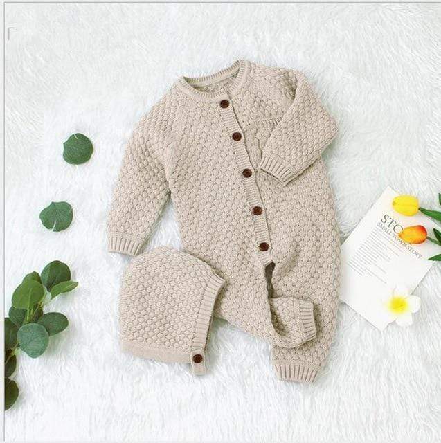 Baby Knitted Romper with Hat - Image 3