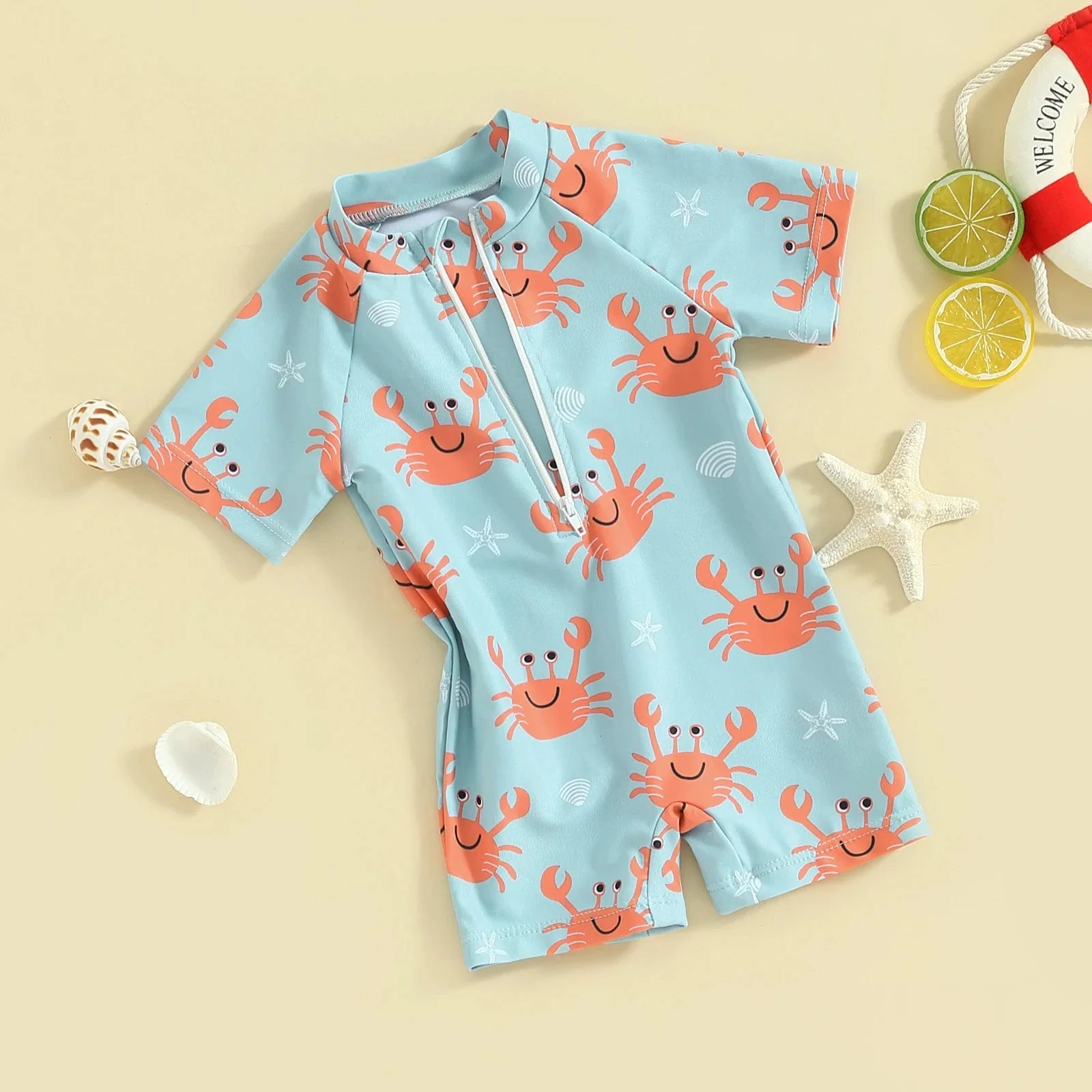 Boy Cartoon Print Rash Guard Swimsuit - Image 3