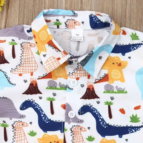 Dinosaur Print Baby Boy Summer Outfit Set - Image 4