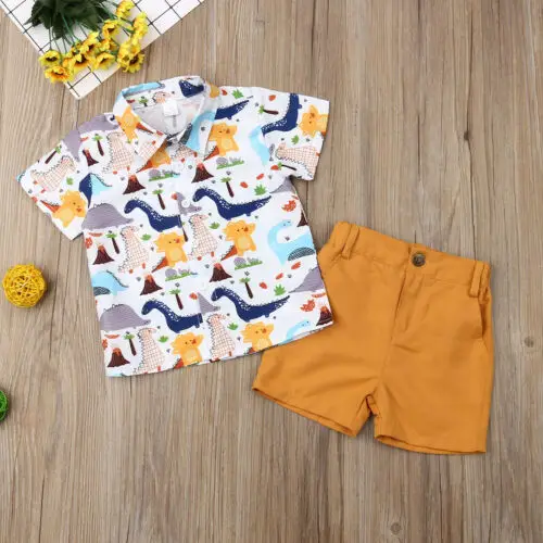 Dinosaur Print Baby Boy Summer Outfit Set - Image 7