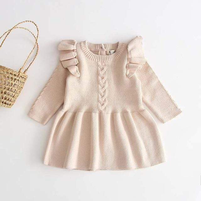 Knitted Ruffle Long Sleeve Dress - Image 4