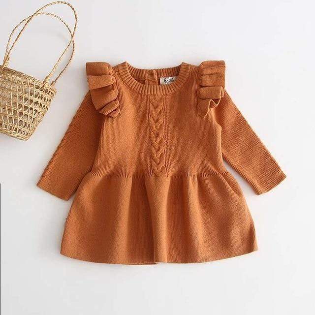 Knitted Ruffle Long Sleeve Dress - Image 5