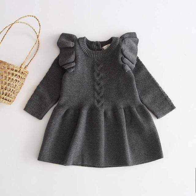 Knitted Ruffle Long Sleeve Dress - Image 6