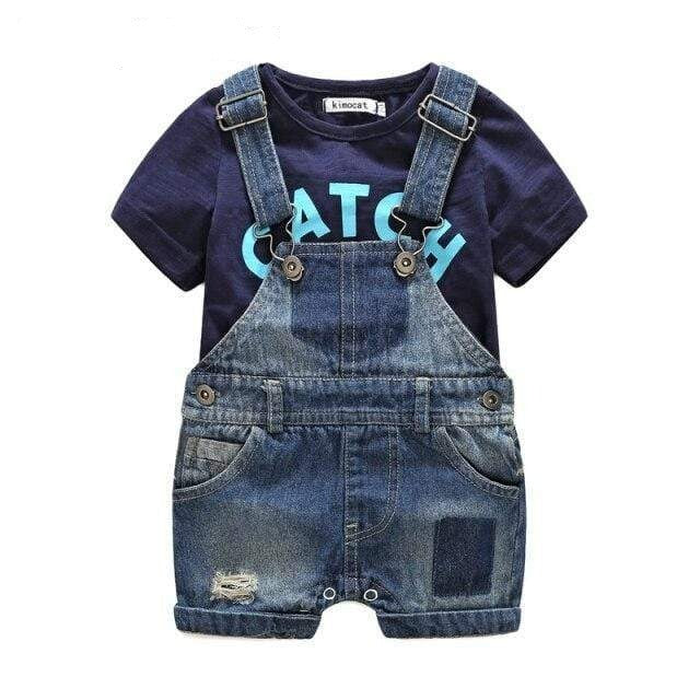 Printed T-shirt with Denim overalls - Image 4