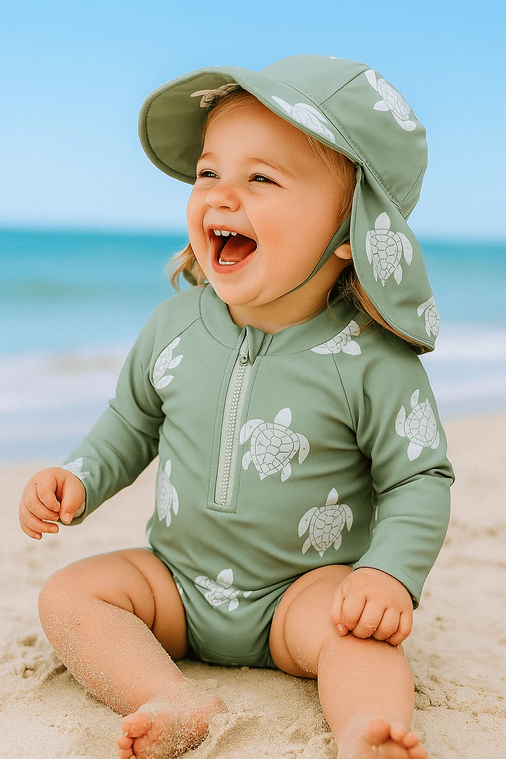 Toddler Boy Long Sleeve Swimsuit with Sun Hat - Image 15
