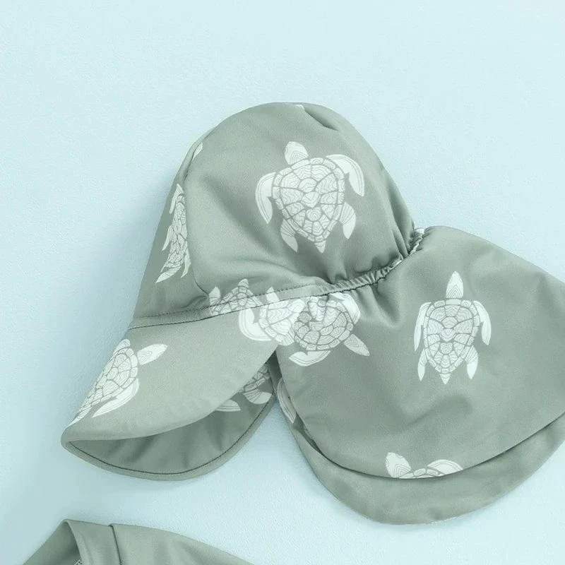 Toddler Boy Long Sleeve Swimsuit with Sun Hat - Image 6